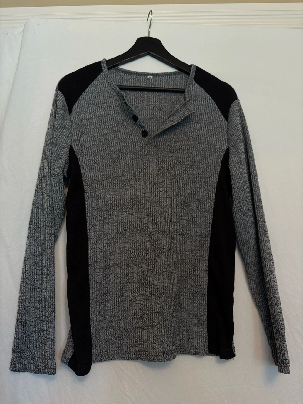 Gray and Black Knit - Long Sleeve Henley